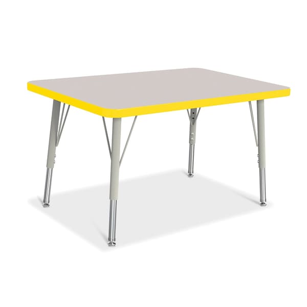 Jonti-Craft Berries Rectangle Activity Table, 24 in. x 36 in., E-height, Freckled Gray/Yellow/Gray 6478JCE007 - main